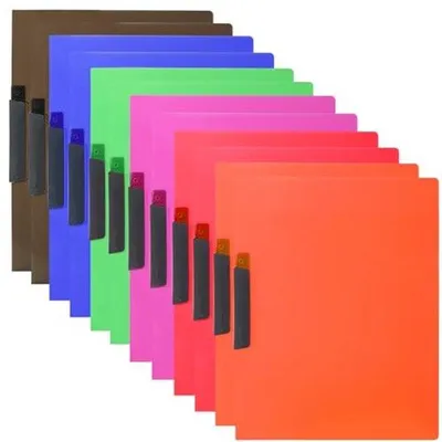 Immagine prodotto di Confezione da 12 buste trasparenti A4, buste A4 con clip, protezioni per documenti, buste resistenti, colorate e trasparenti per la scuola e l'ufficio