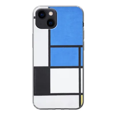 Produktbild von MuchoWow® Handyhülle Schutzhülle Hülle für iPhone 13 mini Komposition mit Blau, Rot, Schwarz, Gelb und Grau - Piet Mondrian Silikon Softcase Handy Hülle - Softcase