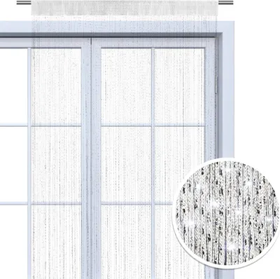 Produktbild von Fadenvorhang mit Polyester weiß-silber