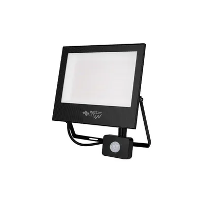 Obrázek produktu pro LED reflektor MasterLED 100 W, 8000 lm, 4500 K, IP65 s PIR senzorem, osvětlení pro staveniště a dvory, černý