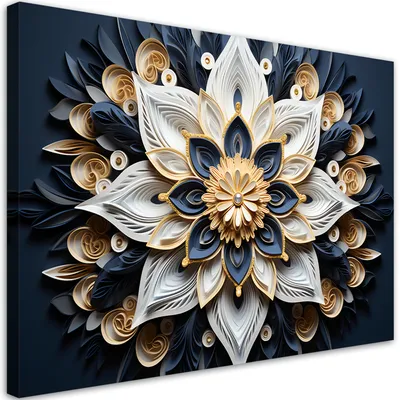 Produktbild von Leinwandbild 3D-Blumen 100x70 Feeby Blau bild für die wand bereit zum aufhängen
