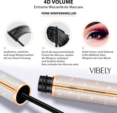 Produktbild von 4D Extreme Wasserfeste Volumen Mascara Wimperntusche Schwarz mit Silikon Bürste