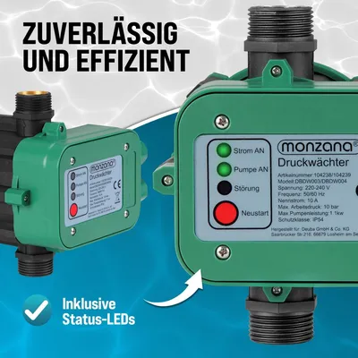 Produktbild von MONZANA® Druckschalter Wasserpumpe ohne Kabel 10 Bar Trockenlaufschutz Pumpensteuerung Hauswasserwerk Druckwächter Gartenpumpe Drucktaster