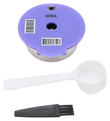 Immagine prodotto di Capsula filtro riutilizzabile in acciaio inossidabile e silicone per caffè in cialde con spazzolino e cucchiaino per macchine da caffè, 60 ml