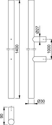 Produktbild von HOPPE Stangengriff E5011 -1400/1000,  Edelstahl schwarz matt, Ausführung: gerade, Stossgriff für Haustür