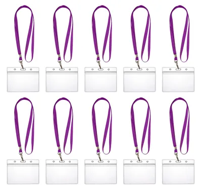Produktbild von 10x Ausweishülle ZIP Kartenhalter wasser- & staubdicht horizontal +10x Schlüsselband LILA Ausweis Halter Komplettset mit Lanyards Kartenschutzetui
