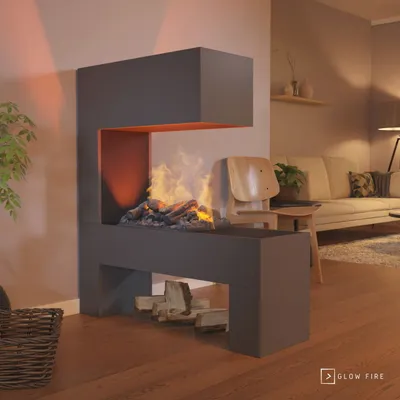 Produktbild von GLOW FIRE Elektrokamin 'Mozart' | Wasserdampf Kamin mit OMC 500 mit Holz in grau | HxBxT: 120x110x35 cm