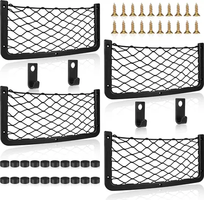 Produktbild von Auto-Aufbewahrungsnetz 4er-Pack, Große Größe 36,5 X 18,5 Cm, Kofferraum-Organizer Für Auto Wohnmobil Boot