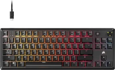 Image de Corsair K70 CORE TKL, Câble, USB, Commutateur mécanique, QWERTY, LED RGB, Noir
