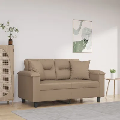 Produktbild von CLORIS 2-Sitzer-Sofa mit Zierkissen Cappuccino-Braun 120 cm Kunstleder - Klassische Sofas 372