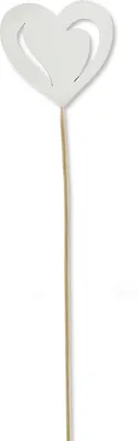 Produktbild von Holz Blumen-Stecker Herz weiß 7 x 35cm Dekostecker Blumenstab Herzstab Holzstecker