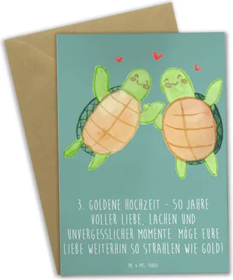 Produktbild von Mr. & Mrs. Panda Grußkarte 50. Hochzeitstag - Meeresbrise - Geschenk, Heiraten, weihnachtskarten, unvergessliche Momente, osterkarte, hochzeitskarten, Geschenke, Heirat