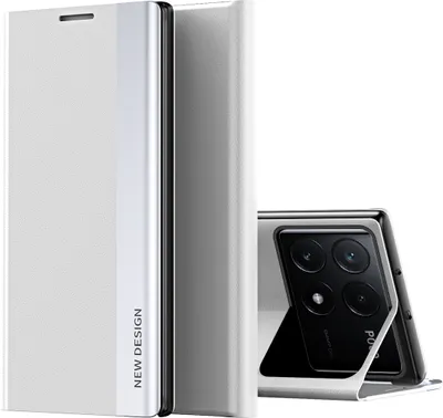Produktbild von Hülle für Xiaomi Poco X6 Pro /Redmi K70E Leder PolyurethanKlapphülle Schutzhülle mit Standfunktion Weiß