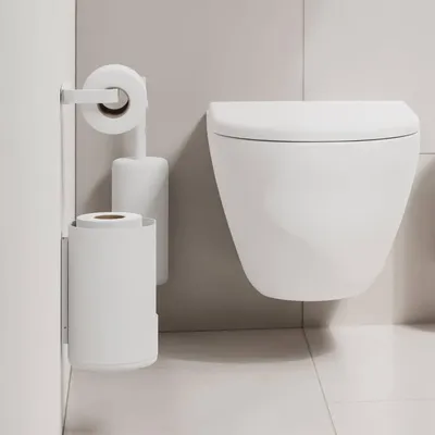 Produktbild von Zone Denmark Toilettenpapier Aufbewahrung hängend Wandmontage Design weiß für 2 Rollen