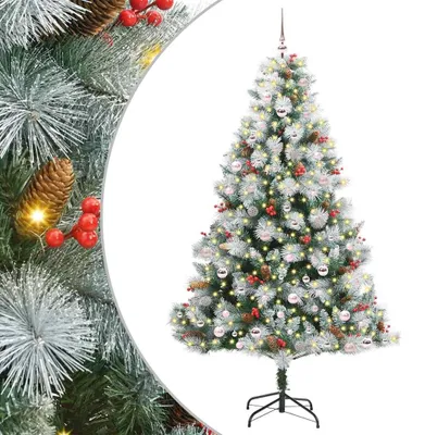 Image de vidaXL Arbre de Noël artificiel, vert et blanc, 240 cm