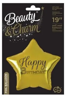 Zdjęcie produktu dla Balon foliowy Happy Birthday gwiazda złota - Godan
