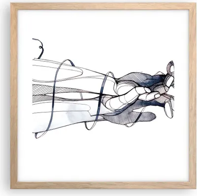 Produktbild von Gerahmtes Poster - Rahmen in heller Eiche - Hände Surrealismus Grafik - 40x40 cm - Wand Bild - Wanddeko - Wandbilder - Kunstposter - Wandposter - Bilderrahmen - Bilder - Kunstdruck - P2NAC40x40-4447