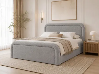 Produktbild von Emlar Boxspringbett Dream 180x200 - Komplett-Set mit Matratze und Topper - Polsterbett mit Bettkästen - Bouclé-Stoff - Boxspringbett Grau (Quelle 83)
