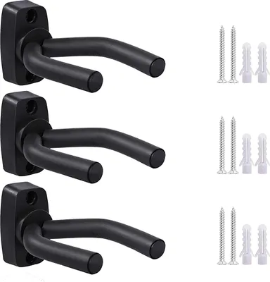 Produktbild von Gitarren Haken Wand Halterung Gitarrenständer Universell Gitarrenhalter Wandhalter mit Schrauben für Akustikgitarre, Klassische Gitarre, E-Gitarre, Bass, Ukulele (4 Stück)