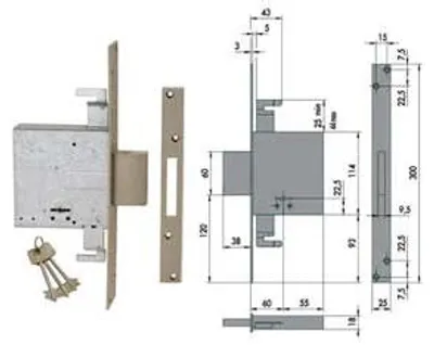 Immagine prodotto di Serratura Triplice Da Infilare Doppia Mappa 57015 - mm.60 (57015600)