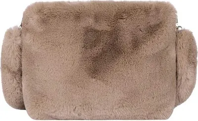 Produktbild von Damen Herbst Winter Kunstpelz Schultertasche Plüsch Gurt Umhängetasche Flauschige Handtasche (Braun)