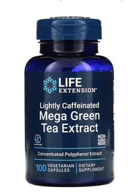 Productafbeelding van Mega groene thee-extract met cafeïne, 100 plantaardige capsules