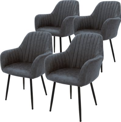 ML-Design sada 4 jedálenských stoličiek s operadlom, antracitová farba, z imitácie kože