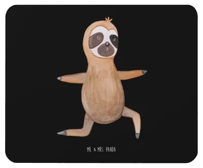 Produktbild von Mr. & Mrs. Panda Mauspad Faultier Yoga - Schwarz - Geschenk, Mousepad, pc, Namaste, Yogaübungen, Mouse Pad, mousematte, mausteppich