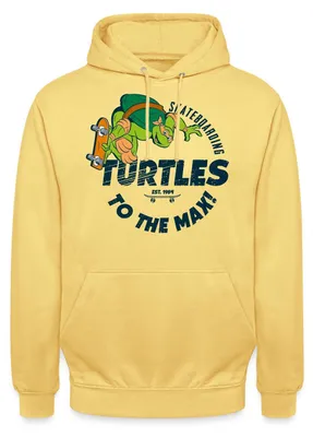 Produktbild von Spreadshirt Ninja Turtles Skatboarding Turtles Uni Hoodie, 3XL, Zitronengelb