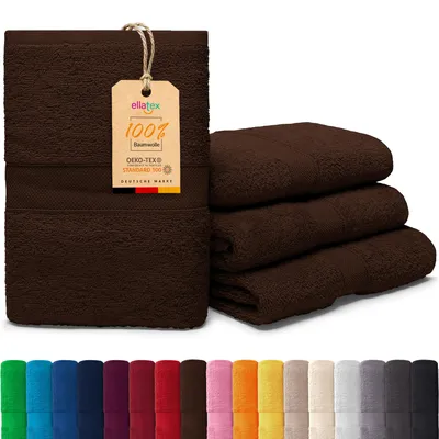 Produktbild von EllaTex PARIS 4er Set Badetücher 100x150 cm – 100% Baumwolle, 500 g/m² Frottier, Vorteilspack, in Farbe: Chocolate