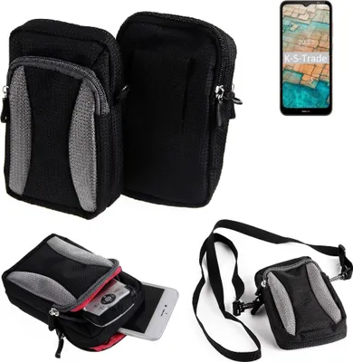 Produktbild von K-S-Trade Holster Schutz Hülle kompatibel mit Nokia C20 Handy Hülle Gürteltasche Umhängetasche mit Zusatzfach schwarz