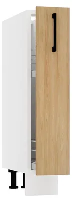 Produktbild von Küchenunterschrank Hicora-Eiche - 15 cm - mit Schublade und Korb mit 2 Einlegeböden - ohne Arbeitsplatte - Modulküche