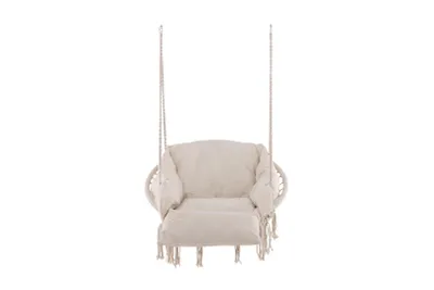 Image de Hamtic fauteuil suspendu avec coussin blanc.
