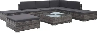 Immagine prodotto di vidaXL set salotto da giardino 8 pezzi con cuscini in poly rattan grigio