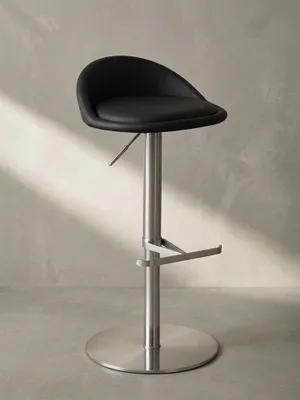 Produktbild von Barhocker "Donau", höhenverstellbar, halbrunde Rückenlehne, Edelstahl, max. 110 kg Belastung. Schwarz, 43x43x90 cm | Kadima Design