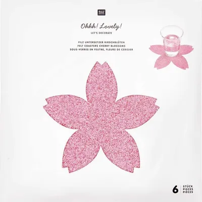 Produktbild von 6 große Glasuntersetzer Kirschblüten, rosa