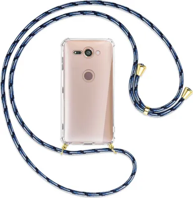 Produktbild von Handykette Backcover-Schutzhülle mit Band (Metall goldfarben) für Sony Xperia XZ2 Compact - Blautöne