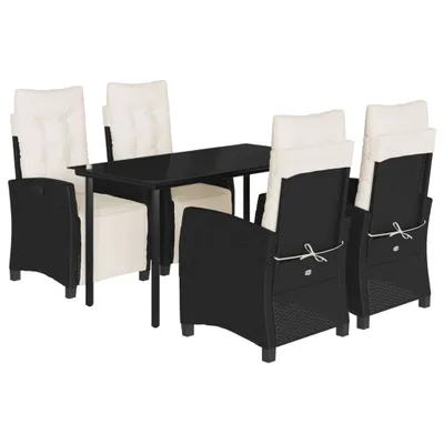 Produktbild von 5-tlg. Garten-Essgruppe mit Kissen Schwarz Poly Rattan