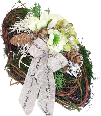 Produktbild von Grabschmuck Rebenraute mit Keramikherz, wetterfest CreaFlor Home