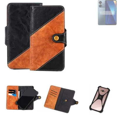 Produktbild von K-S-Trade Handyhülle Schutzhülle Bookstyle Case Wallet-Case kompatibel mit Xiaomi POCO C65 Handy Cover Bumper Klapphülle schwarz hellbraun 1x
