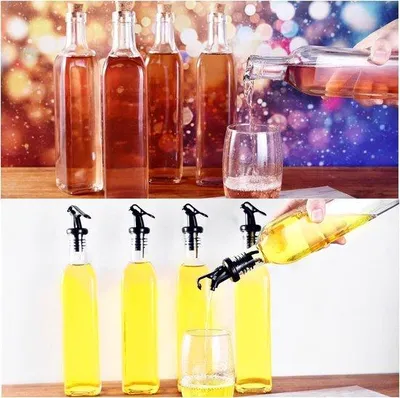 Immagine prodotto di Set di bottiglie per olio, 500 ml, in vetro, con beccuccio
