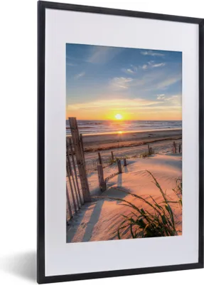 Produktbild von MuchoWow® Gerahmtes Poster Strand - Meer - Düne - Sonnenuntergang - Landschaft 40x60 cm - Poster mit Schwarzem Bilderrahmen Wandposter Rahmen Foto Bilder - Poster in Rahmen