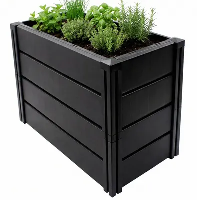 Produktbild von NYVI Hochbeet NYVIGreen M 82x44x61cm 196 Liter - Kunststoff Kräuterbeet für Garten, Terrasse, Balkon - Wetterfest, UV-resistent, Rostfrei, Langlebig - Einfache Steckmontage & Erweiterbarkeit