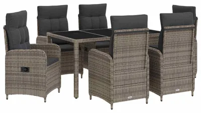 Produktbild von vidaXL Outdoortisch-Set 7 stk. Hellgrau und Dunkelgrau Poly-Rattan