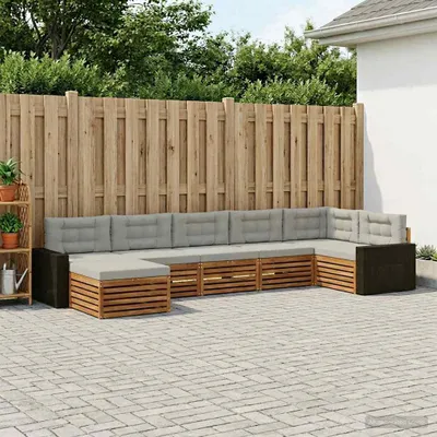 Produktbild von Möbel Outdoor-Sofagarnitur mit Kissen 7 pcs Natürlich und HellgrauGartensofas - Gartensofas c1409