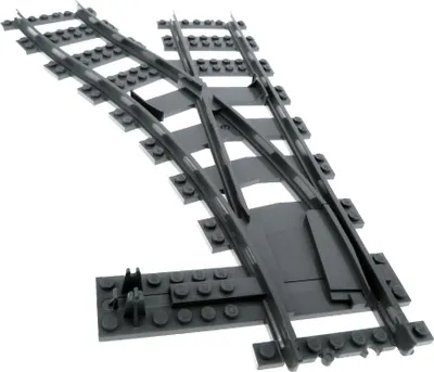 Produktbild von 1x Lego Weiche Schiene neu-dunkel grau links Eisenbahn Zug 6085213 18612 53407