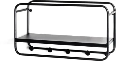 Produktbild von HAKU Wandgarderobe schwarz - Metall, B/H/T: 45x25x15 cm