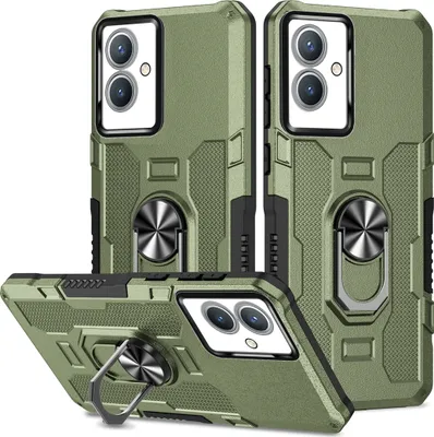 Obrázek produktu pro VIVO Y33S Pouzdro, odolné dvouvrstvé pouzdro s držákem prstenu a stojánkem pro VIVO Y33S/Y21S/Y32/Y21/Y21T/Y21A 4G/Y21E 4G/Y33T/Y32 4G/Y21G zelené