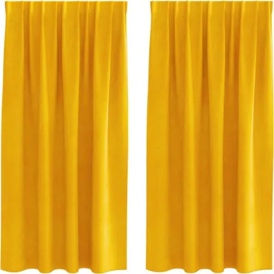 Image de vidaXL Rideaux occultants 2 pcs jaune moutarde 140 x 175 cm velours