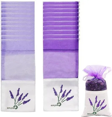 Image de 20 sachets de lavande - Sacs en maille de coton pour la lavande, les épices et les herbes